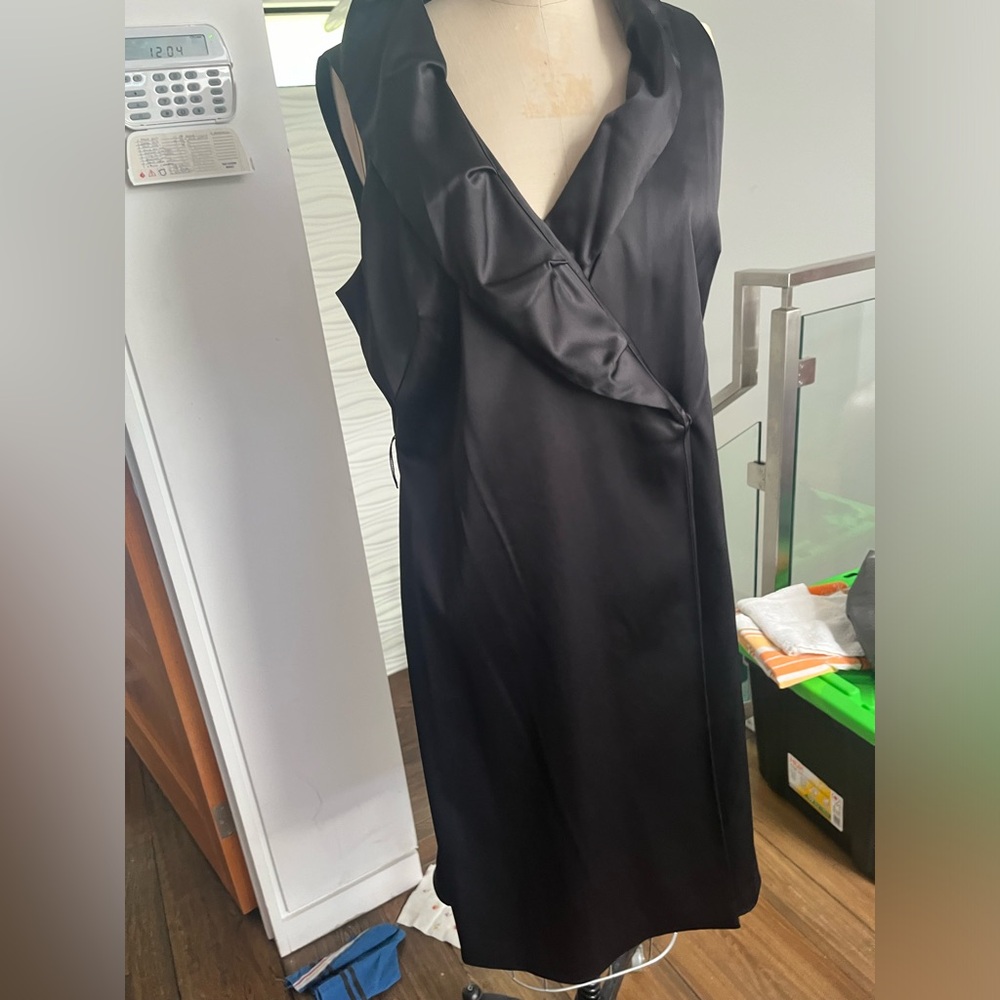 black satin little black dress size 14